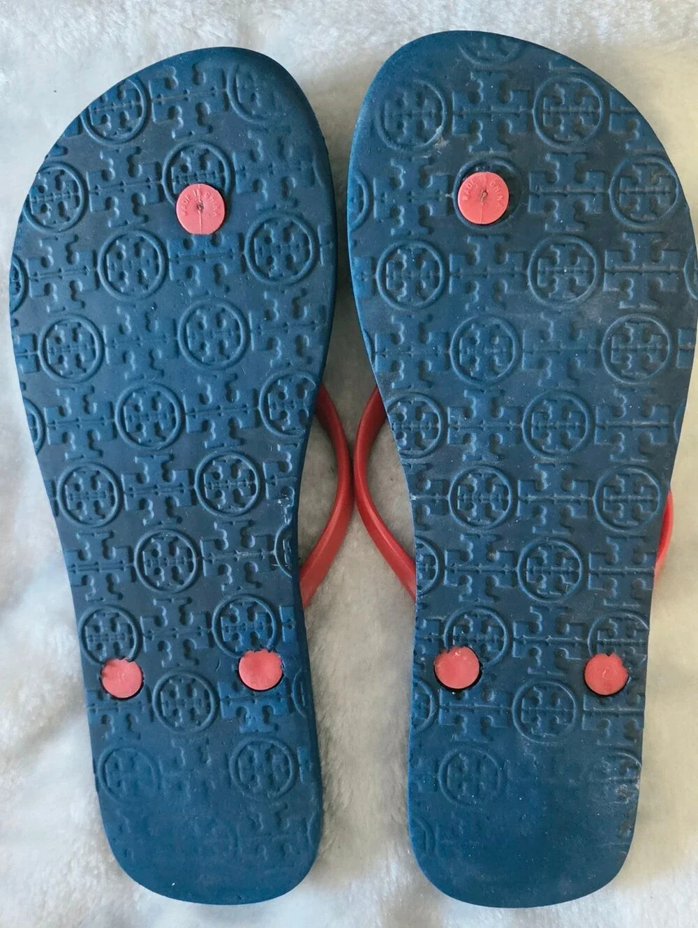 Tory Burch Navy and Red Flip Flops